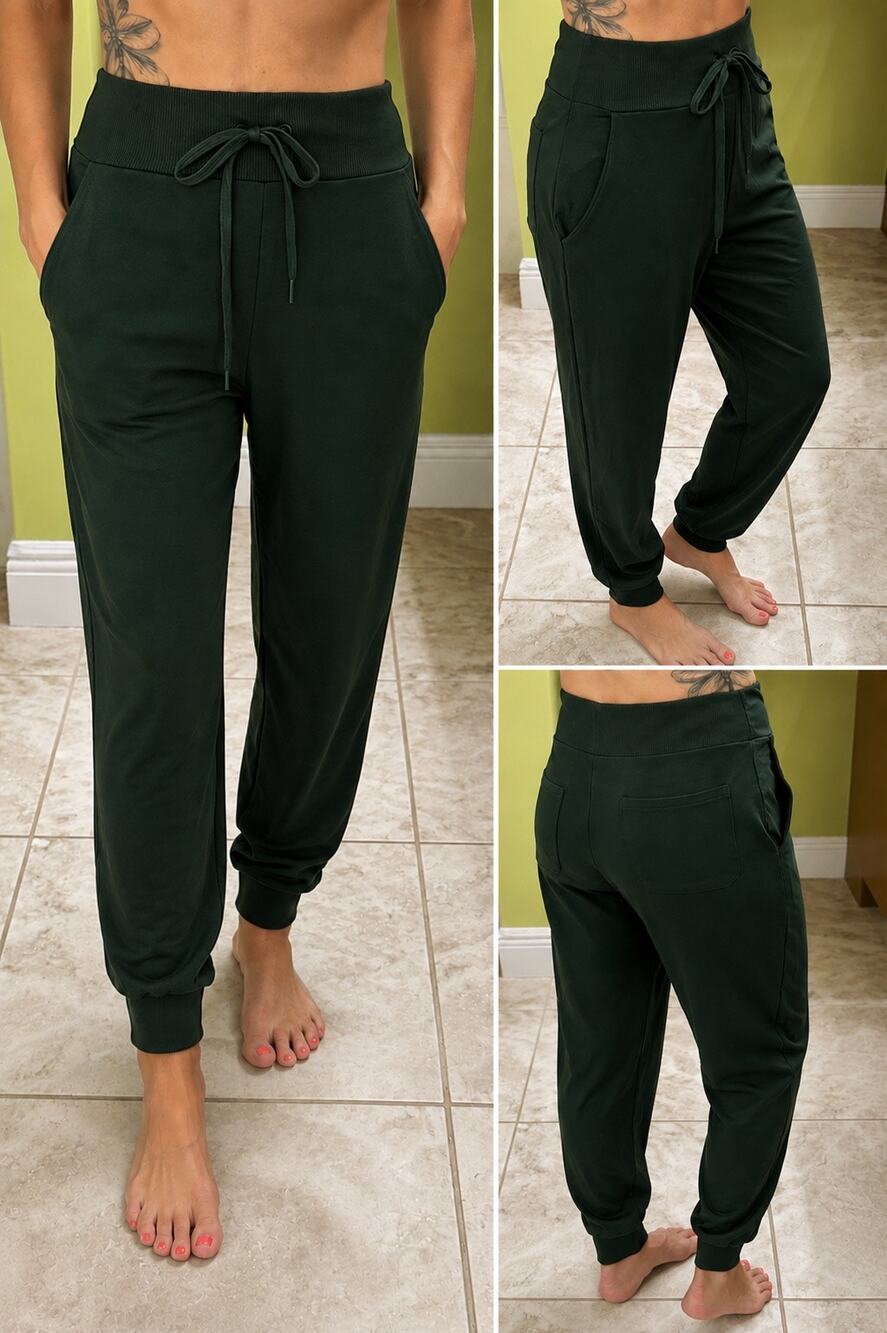 Susana Monaco joggers small forest emerald green NWT $168 drawstring waist cozy